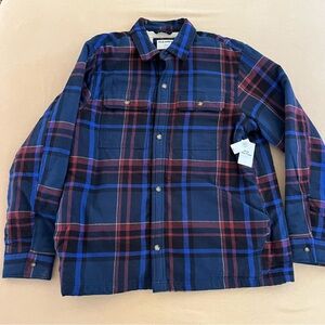 NWT Men’s Old Navy Sherpa Flannel Shacket Shirt Jacket XL Brand New Red Blue